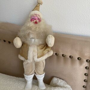 Vintage Santa Claus Figurine with Gold Coat